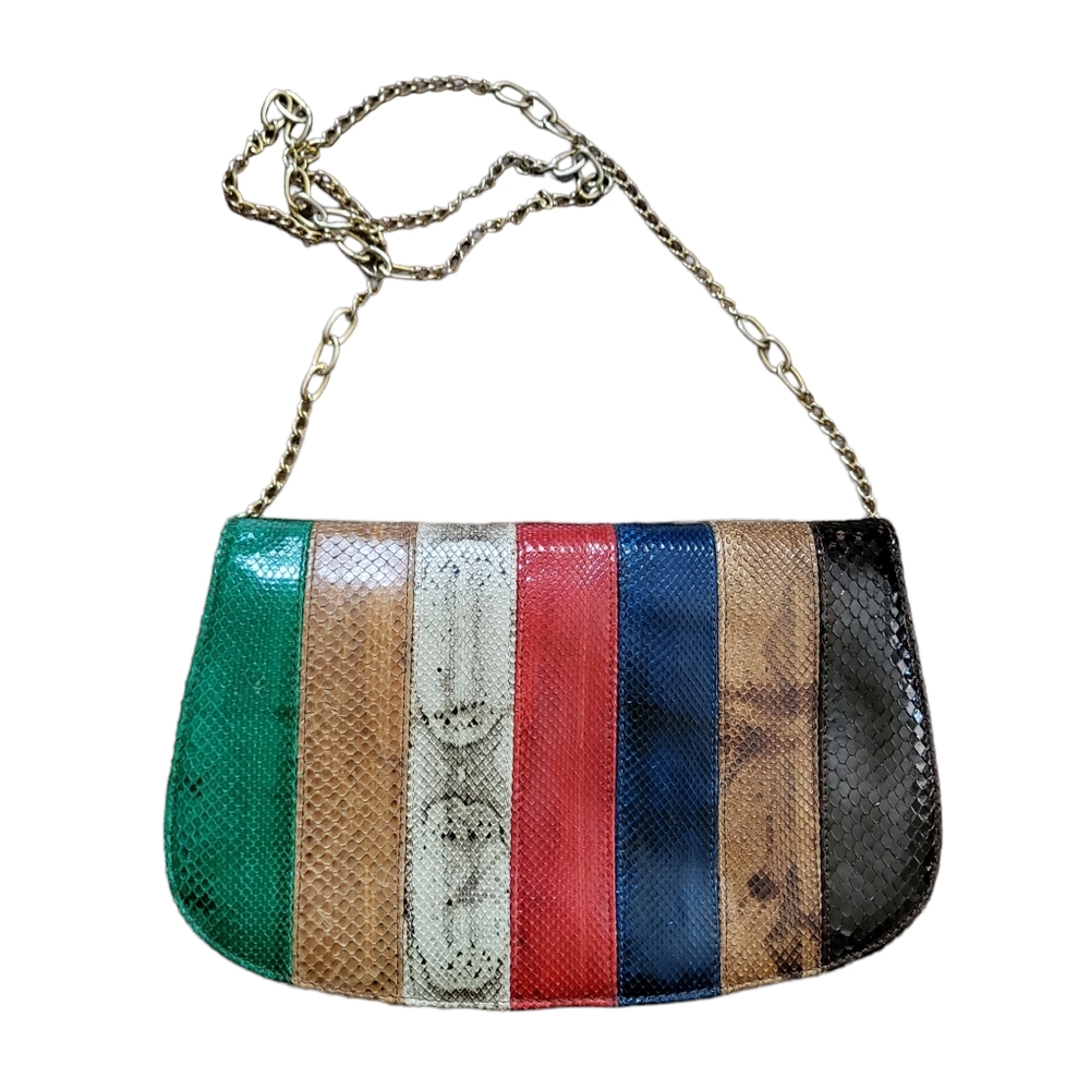 Rare Vintage Snakeskin Patchwork Shoulder Bag